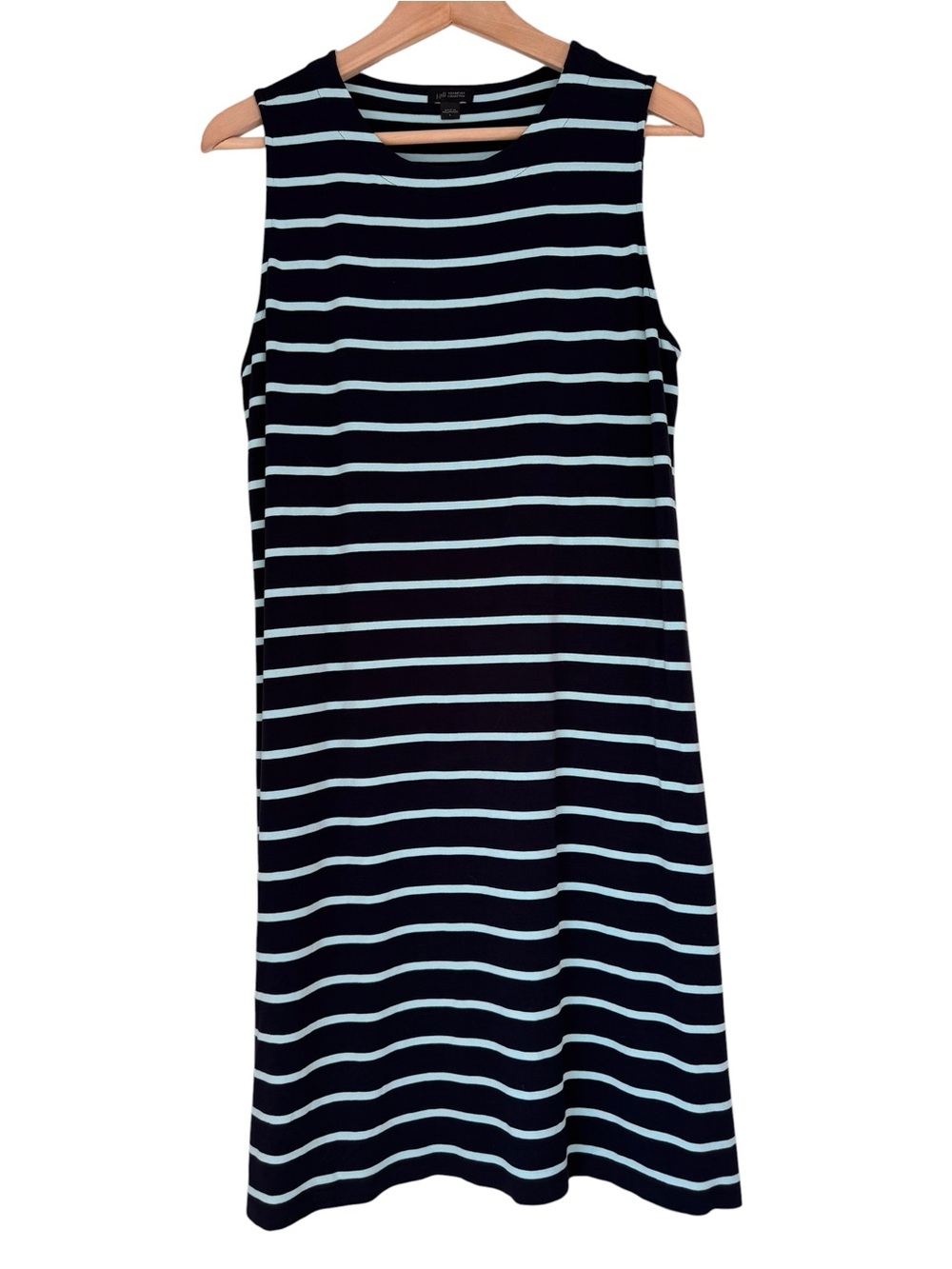J Jill Wearever Blue Striped Tank Dress Size Large A-Line Pullover Stretch